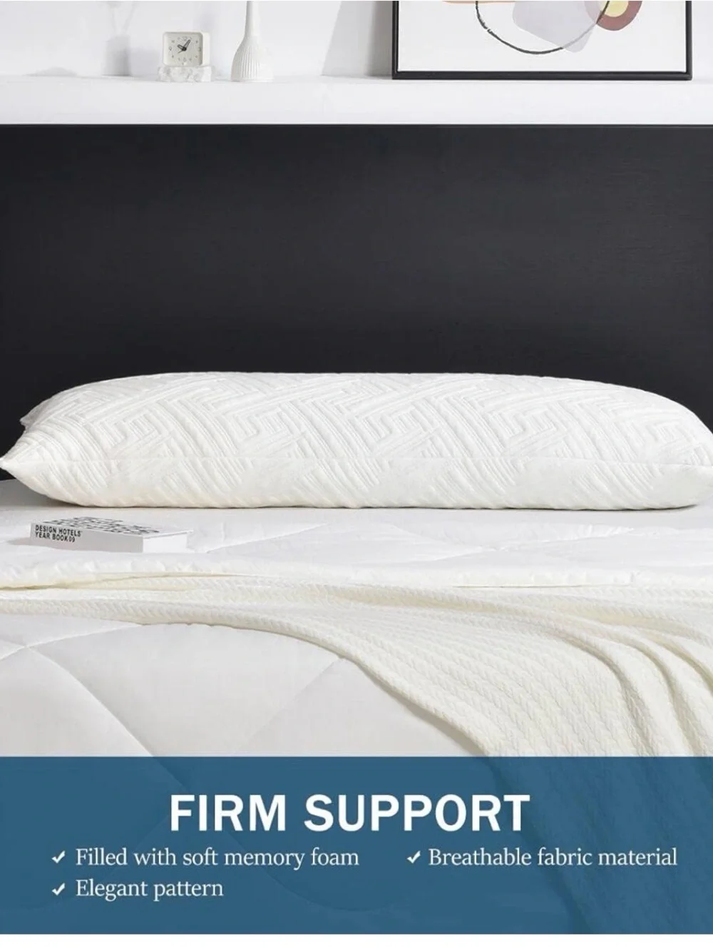 downluxe Memory Foam Body Pillows for Adults - 1 Count (Pack of 1), White